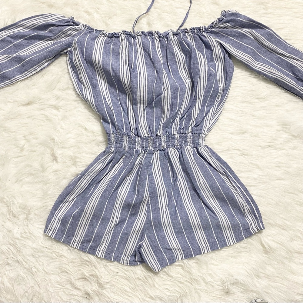GBG Off The Shoulder Striped Romper - Picture 2 of 6